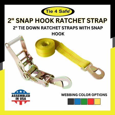 TIE 4 SAFE 2" x 10' Ratchet Strap w/Snap Hook for Car Hauler Flatbed Trailer Wrecker Yellow, 6PK RT43-10-Y-C-6